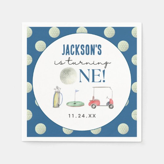 Serviette En Papier Trou En Un Garçon De Golf Anniversaire (Devant)