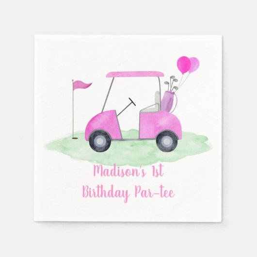 Serviette En Papier Trou En Un Rose Golf Premier Anniversaire (Devant)