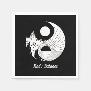 Serviette En Papier Trouver l'équilibre Zen Yin Yang Noir Blanc