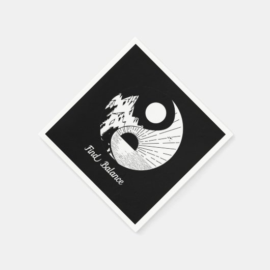 Serviette En Papier Trouver l'équilibre Zen Yin Yang Noir Blanc (Coin)