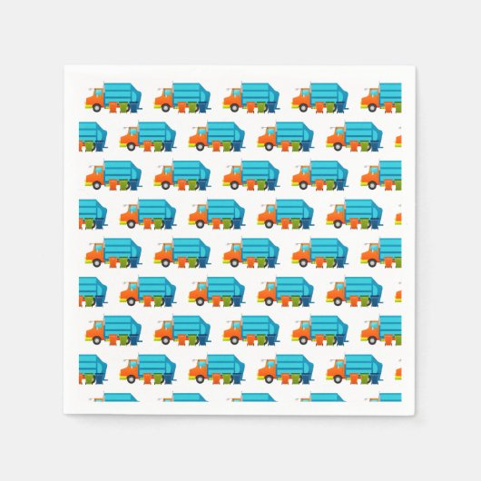 Serviette En Papier Truck and Garbage Can Party (Devant)