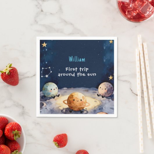 Serviette En Papier True Space First Trip Around The Sun 1st Birthday (En situation)