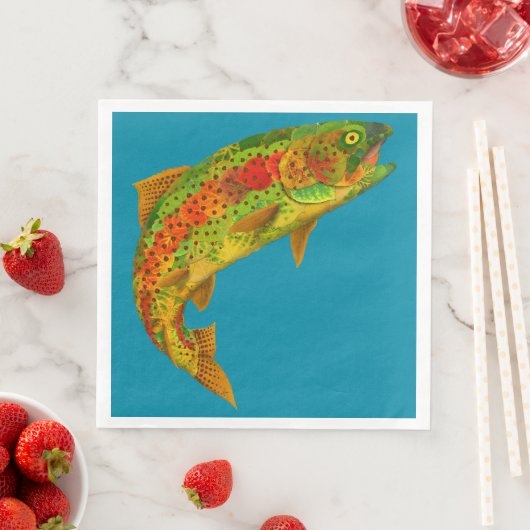 Serviette En Papier Truite arc-en-ciel feuille Aspen 5 (En situation)