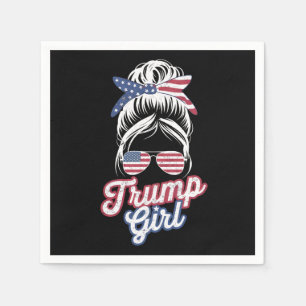Serviette En Papier Trump Girl Messy Bun Vintage États-Unis drapeau am