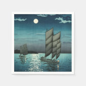 Serviette En Papier Tsuchiya Koitsu - Bateaux à Shinagawa, Nuit (Devant)