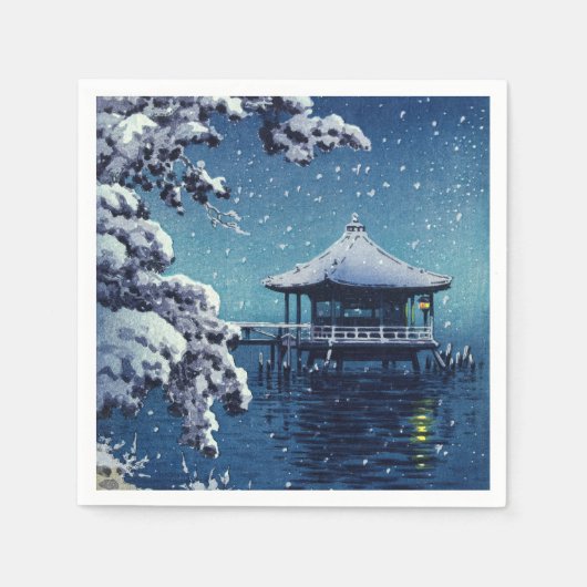 Serviette En Papier Tsuchiya Koitsu - Neige sur l'Ukimido à Katada (Devant)