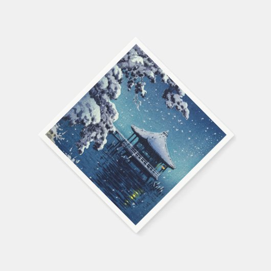 Serviette En Papier Tsuchiya Koitsu - Neige sur l'Ukimido à Katada (Coin)