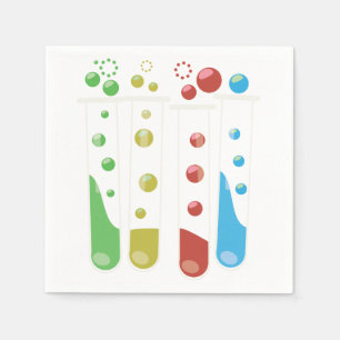 Serviette En Papier Tubes à essai de dessin animé scientifique