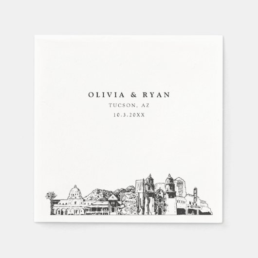Serviette En Papier Tucson Arizona Mariage Papier Cocktail Napkin (Devant)