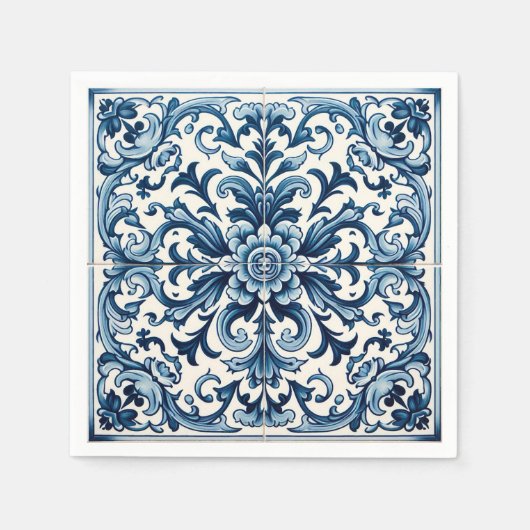 Serviette En Papier Tuile bleue portugaise (Devant)