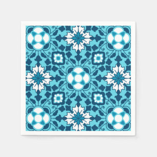 Serviette En Papier Tuile, indigo, bleu de ciel et blanc marocains