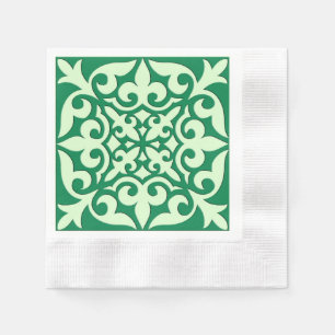 Serviette En Papier Tuile marocaine - émeraude et vert clair