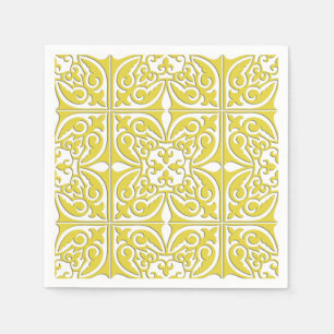 Serviette En Papier Tuile marocaine - jaune et blanc de moutarde