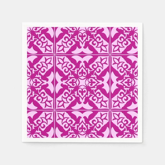 Serviette En Papier Tuile marocaine - magenta et rose (Devant)