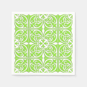 Serviette En Papier Tuile marocaine - vert et blanc de chaux