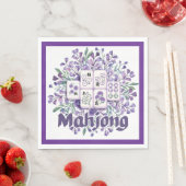 Serviette En Papier Tuiles de Mahjong Violettes (En situation)