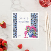 Serviette En Papier Tuiles françaises bleues Bougainville Fête de mari (En situation)