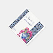 Serviette En Papier Tuiles françaises bleues Bougainville Fête de mari (Coin)