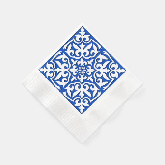 Serviette En Papier Tuiles marocaines - bleu cobalt et blanc (Coin)