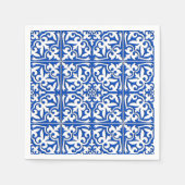 Serviette En Papier Tuiles marocaines - bleu cobalt et blanc (Devant)
