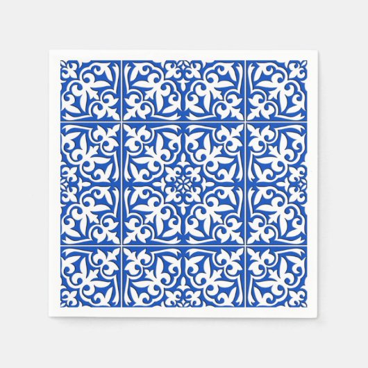 Serviette En Papier Tuiles marocaines - bleu cobalt et blanc (Devant)
