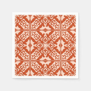 Serviette En Papier Tuiles marocaines - corail orange et pêche
