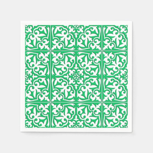 Serviette En Papier Tuiles marocaines - Jade vert et blanc (Devant)