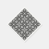 Serviette En Papier Tuiles marocaines - noir avec arrière - plan blanc (Coin)