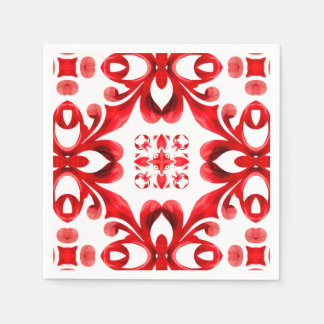 Serviette En Papier tuiles siciliennes, mosaïque, carreaux rouges,