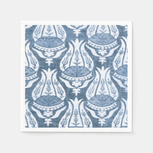 Serviette En Papier Tulipe et Treillis Art Floral Bleu de William Morr