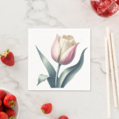 Serviette En Papier Tulipe Fleur Rose Simple Élégante (En situation)