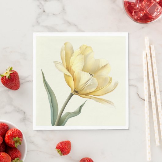 Serviette En Papier Tulipe jaune (En situation)