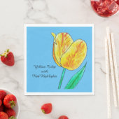 Serviette En Papier Tulipe jaune reflets rouges (En situation)