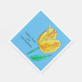Serviette En Papier Tulipe jaune reflets rouges (Coin)