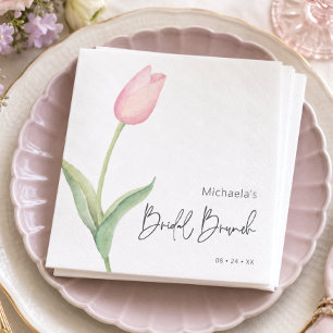 Serviette En Papier Tulipe Rose Moderne Seule pour le Petit Déjeuner d