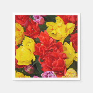 Serviette En Papier Tulipes à ressort rouge et jaune