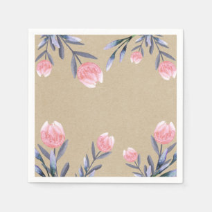 Serviette En Papier Tulipes aquarelles Peach Spring Bridal Shower Part