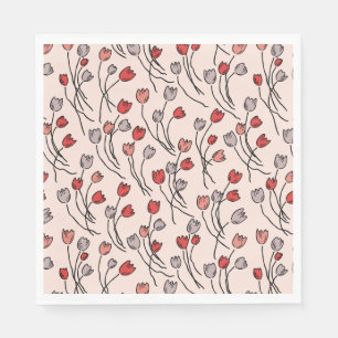 Serviette En Papier Tulipes blanches rose