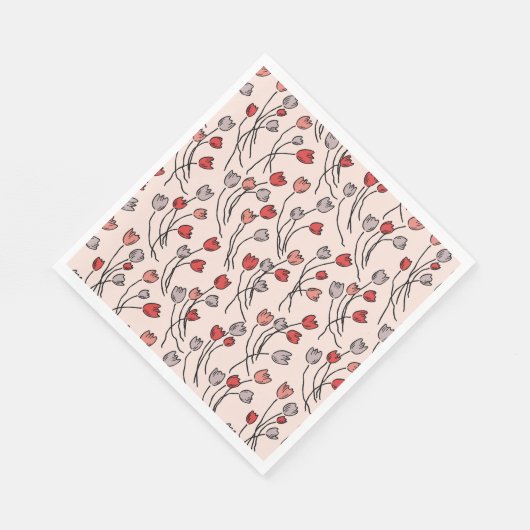 Serviette En Papier Tulipes blanches rose (Coin)