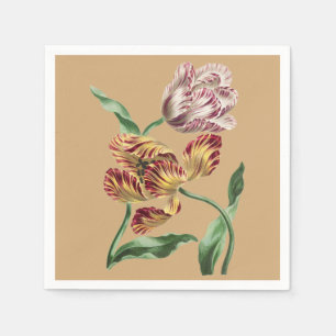 Serviette En Papier Tulipes Botaniques du 18ème Siècle de Style Vintag