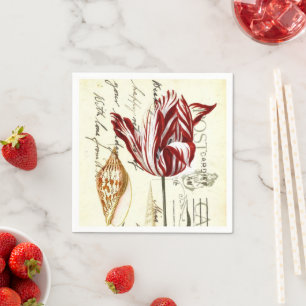 Serviette En Papier Tulipes botaniques françaises vintage Paris Tea Pa
