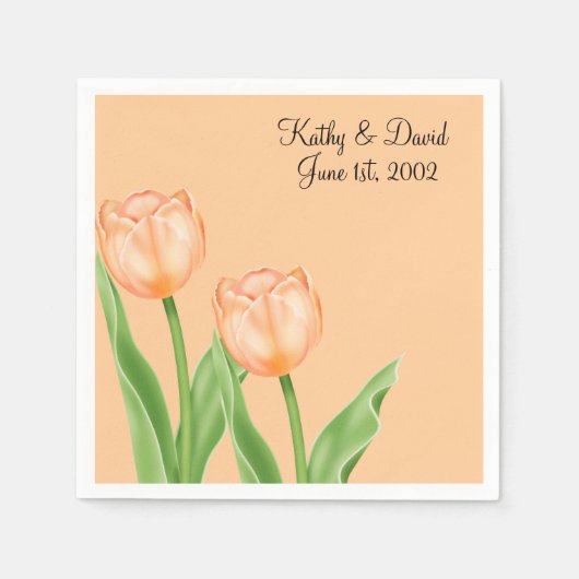 Serviette En Papier Tulipes d'abricot (Mariage) (Devant)