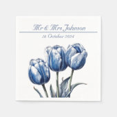 Serviette En Papier Tulipes dans Delft Blue personnalisable (Devant)
