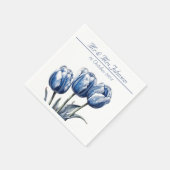 Serviette En Papier Tulipes dans Delft Blue personnalisable (Coin)