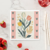 Serviette En Papier Tulipes d'art populaire scandinave (En situation)