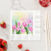 Serviette En Papier Tulipes de ressort d'aquarelle (En situation)