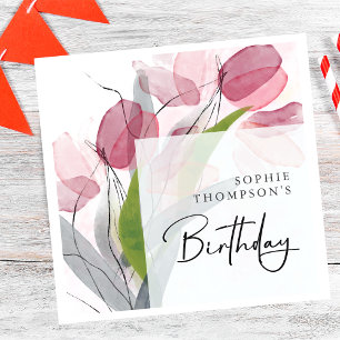 Serviette En Papier Tulipes douces élégant anniversaire