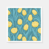 Serviette En Papier Tulipes en bleu et jaune (Devant)