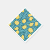 Serviette En Papier Tulipes en bleu et jaune (Coin)