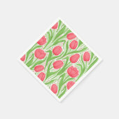 Serviette En Papier Tulipes en rouge et vert (Coin)